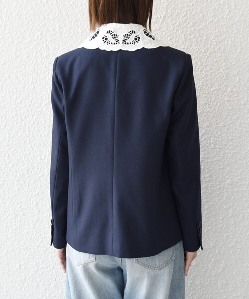 SHIPS any（シップス エニィ）の「〈手洗い可能〉ウールライク レース カラー ジャケット［NAVY BLUE］（テーラードジャケット・レディース・チャコールグレー/ネイビー・36/38）」の5枚目の写真