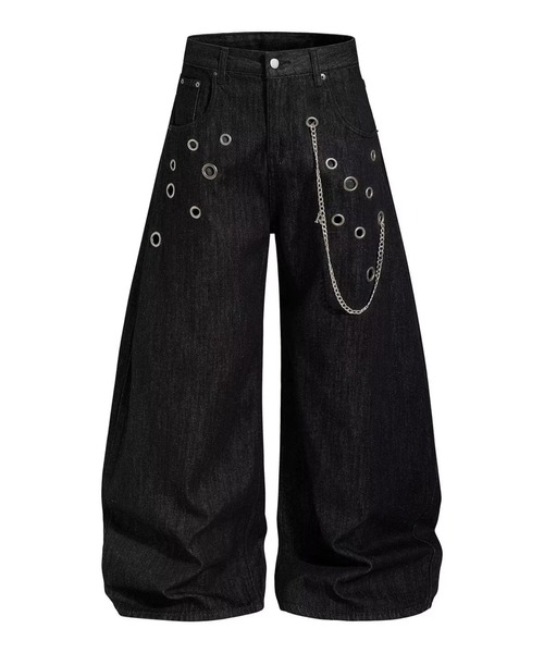 DEVICE(デバイス)の「【2026 AW】アイレット チェーン デニムパンツ(デニムパンツ・レディース・ブラック・FREE)」の2枚目の写真