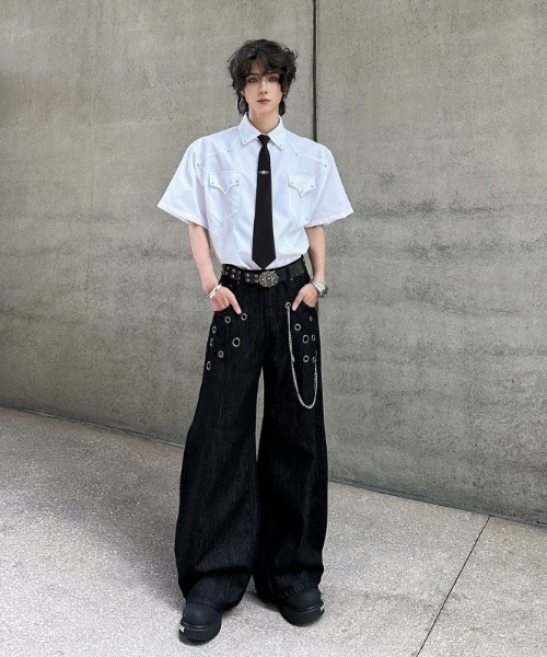 DEVICE(デバイス)の「【2026 AW】アイレット チェーン デニムパンツ(デニムパンツ・レディース・ブラック・FREE)」の5枚目の写真