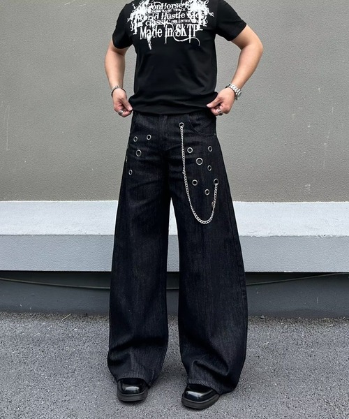 DEVICE(デバイス)の「【2026 AW】アイレット チェーン デニムパンツ(デニムパンツ・レディース・ブラック・FREE)」の16枚目の写真