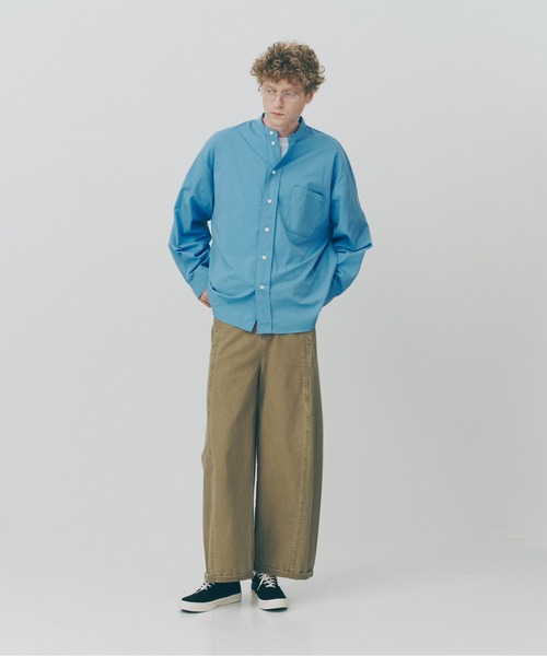 MILITARY(ミリタリー)の「【MAISON CLUB】High Density Band Collar Over Shirt / ハイデンシティバンドカラーオーバーシャツ SNF(シャツ/ブラウス・メンズ・サックスブルー・M/L)」の6枚目の写真