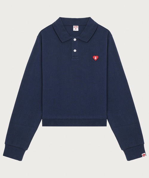 APEE BY A BATHING APE（エイピーバイアベイシングエイプ）の「EMBROIDERY HEART BADGE  POLO SWEAT SHIRT（スウェット・レディース・ネイビー/グリーン・SMALL/X-SMALL）」の2枚目の写真