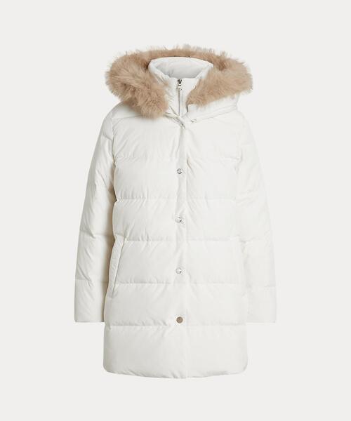 LAUREN RALPH LAUREN(ローレン ラルフ ローレン)の「フェイクファートリム フーデッド ヴェスティ ダウン コート(ダウンジャケット/コート・レディース・ナチュラル・S/M/XS)」の1枚目の写真