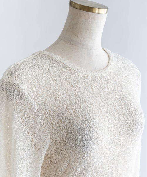 EN NEUME（エンノイム）の「Mesh Lace Open Back Top（Tシャツ/カットソー・レディース・ブラック/アイボリー・FREE）」の16枚目の写真