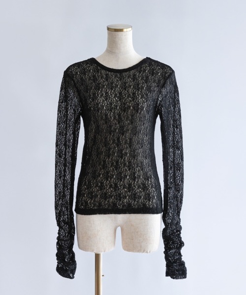 EN NEUME（エンノイム）の「Mesh Lace Open Back Top（Tシャツ/カットソー・レディース・ブラック/アイボリー・FREE）」の15枚目の写真