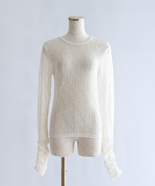 EN NEUME（エンノイム）の「Mesh Lace Open Back Top（Tシャツ/カットソー・レディース・ブラック/アイボリー・FREE）」の11枚目の写真