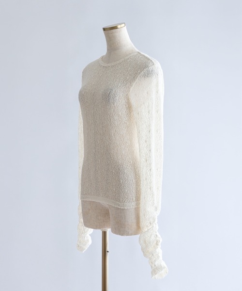 EN NEUME（エンノイム）の「Mesh Lace Open Back Top（Tシャツ/カットソー・レディース・ブラック/アイボリー・FREE）」の12枚目の写真