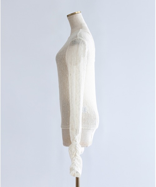 EN NEUME（エンノイム）の「Mesh Lace Open Back Top（Tシャツ/カットソー・レディース・ブラック/アイボリー・FREE）」の13枚目の写真