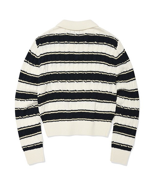 Wacky WiLLy(ワッキーウィリー)の「WOMEN'S CABLE OPEN COLLAR PULLOVER(ニット/セーター・レディース・ネイビー/イエロー/アイボリー/スカイブルー系・SMALL/MEDIUM/LARGE)」の6枚目の写真