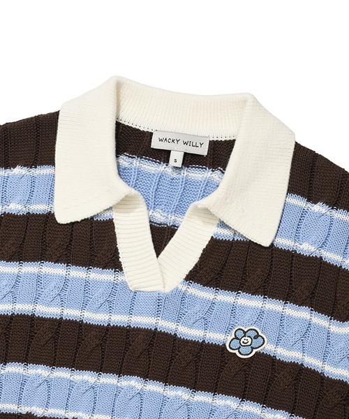 Wacky WiLLy(ワッキーウィリー)の「WOMEN'S CABLE OPEN COLLAR PULLOVER(ニット/セーター・レディース・ネイビー/イエロー/アイボリー/スカイブルー系・SMALL/MEDIUM/LARGE)」の17枚目の写真