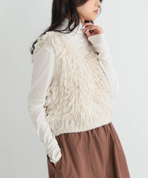 for/c(フォーシー)の「フリンジニットベスト【サスティナブル】(ニット/セーター・レディース・ライトベージュ/チャコール・L/M)」の14枚目の写真