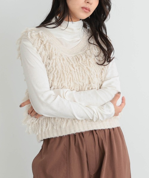 for/c(フォーシー)の「フリンジニットベスト【サスティナブル】(ニット/セーター・レディース・ライトベージュ/チャコール・L/M)」の16枚目の写真