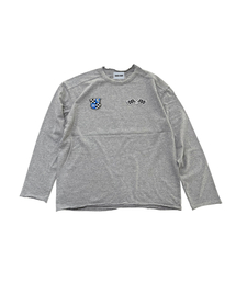 レースパッチ切りっぱなしTシャツ（メランジグレー）