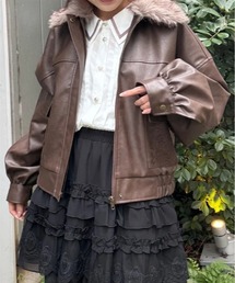 ミックスファー合皮ブルゾン