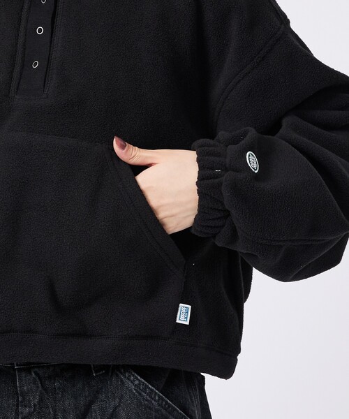 DISCUS（ディスカス）の「【DISCUS/ディスカス】フリースハーフボタンプルオーバー/スウェット（Tシャツ/カットソー・レディース・ブラック/アイボリー・フリー）」の9枚目の写真