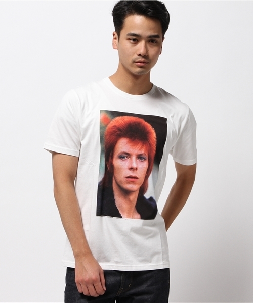 HYSTERIC GLAMOUR（ヒステリックグラマー）の「DAVID BOWIE/BEVERLY HILLS 1972 pt T-SH（Tシャツ/カットソー・メンズ・ホワイト/ブラック・LARGE/MEDIUM/SMALL）」の2枚目の写真