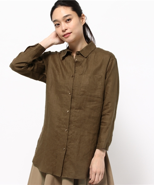 N.(N. Natural Beauty Basic)(エヌエヌナチュラルビューティーベーシック)の「チュニックサイドスリットシャツ(シャツ/ブラウス・レディース・カーキ/ホワイト/ベージュ・MEDIUM)」の19枚目の写真