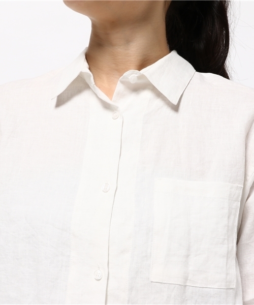 N.(N. Natural Beauty Basic)(エヌエヌナチュラルビューティーベーシック)の「チュニックサイドスリットシャツ(シャツ/ブラウス・レディース・カーキ/ホワイト/ベージュ・MEDIUM)」の7枚目の写真