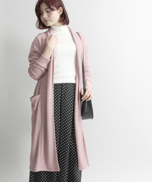 WEGO(ウィゴー)の「WEGO/ロングガウンカーディガン(カーディガン/ボレロ・レディース・ブラウン/ピンク/ブラック/ワイン/杢グレー/ダークグリーン・FREE)」の5枚目の写真