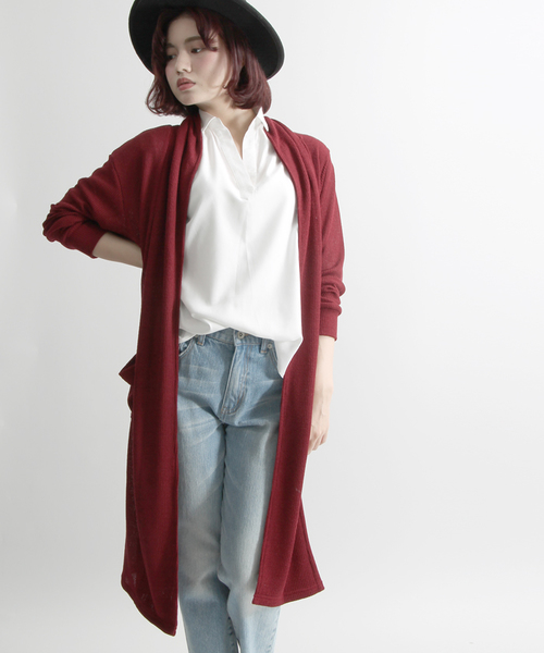 WEGO(ウィゴー)の「WEGO/ロングガウンカーディガン(カーディガン/ボレロ・レディース・ブラウン/ピンク/ブラック/ワイン/杢グレー/ダークグリーン・FREE)」の6枚目の写真