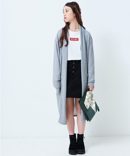 WEGO(ウィゴー)の「WEGO/ロングガウンカーディガン(カーディガン/ボレロ・レディース・ブラウン/ピンク/ブラック/ワイン/杢グレー/ダークグリーン・FREE)」の13枚目の写真