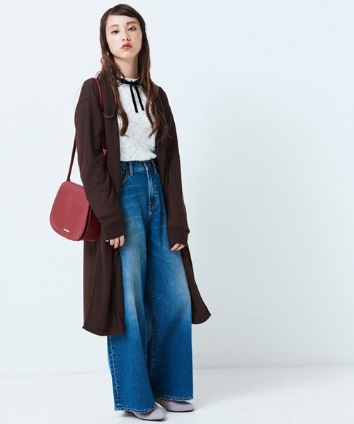 WEGO(ウィゴー)の「WEGO/ロングガウンカーディガン(カーディガン/ボレロ・レディース・ブラウン/ピンク/ブラック/ワイン/杢グレー/ダークグリーン・FREE)」の14枚目の写真