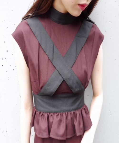 EATME(イートミー)の「バイカラークロスペプラムワンピース(ワンピース・レディース・レッド/グレー・SMALL/MEDIUM)」の13枚目の写真