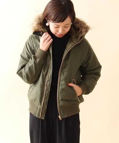 coen(コーエン)の「中綿フーデッドブルゾン(ミリタリージャケット・レディース・ダークグレー/オリーブ・LARGE/MEDIUM)」の2枚目の写真