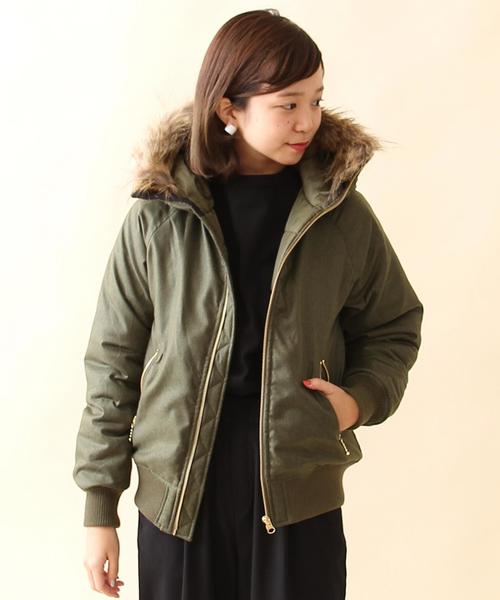 coen(コーエン)の「中綿フーデッドブルゾン(ミリタリージャケット・レディース・ダークグレー/オリーブ・LARGE/MEDIUM)」の12枚目の写真