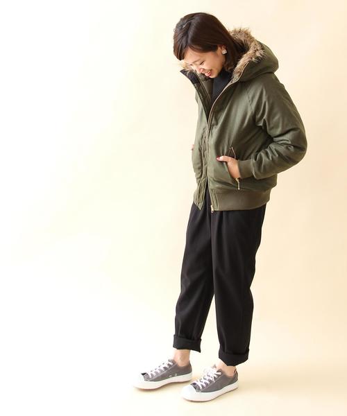coen(コーエン)の「中綿フーデッドブルゾン(ミリタリージャケット・レディース・ダークグレー/オリーブ・LARGE/MEDIUM)」の8枚目の写真
