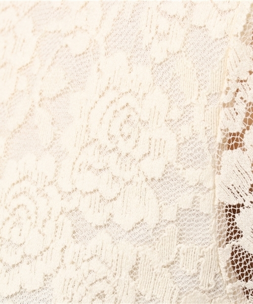 mysty woman（ミスティウーマン）の「総柄ストレッチレーススタンドカラーロングスリーブTシャツ（Tシャツ/カットソー・レディース・ピンク/アイボリー/ブラック・FREE）」の10枚目の写真