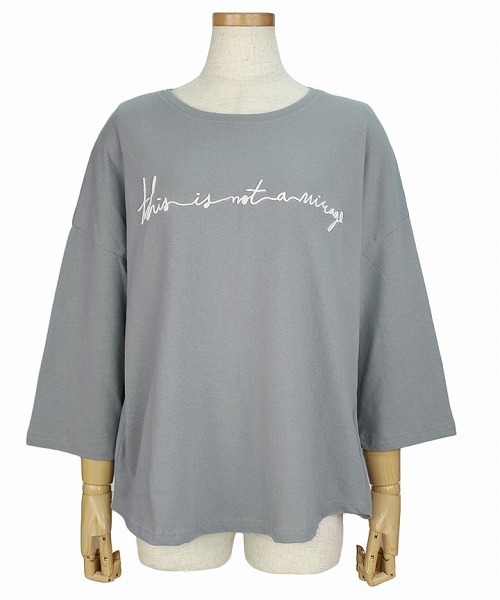 reca(レカ)の「ゆったりシルエット 筆記体 刺繍ロゴTシャツ(Tシャツ/カットソー・レディース・ホワイト/ブルー系その他/スモークピンク/グレー/ホワイト系その他/ブラック/モカ/ホワイト系その他2/アイボリー/グリーン系その他・FREE)」の15枚目の写真