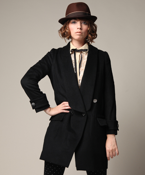 CROON A SONG（クルーンアソング）の「ショールカラーコート（その他アウター・レディース・ブラック/キャメル/ボルドー/ダークグリーン・36/38）」の14枚目の写真