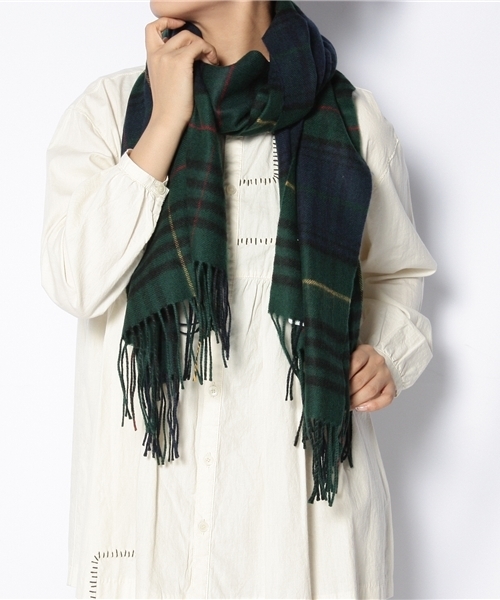 BEAUTY&YOUTH UNITED ARROWS（ビューティーアンドユースユナイテッドアローズ）の「BY ウール チェック ストール 60x180 ◆（ストール/ショール・レディース・ベージュ/レッド/ダークグリーン・フリー）」の6枚目の写真