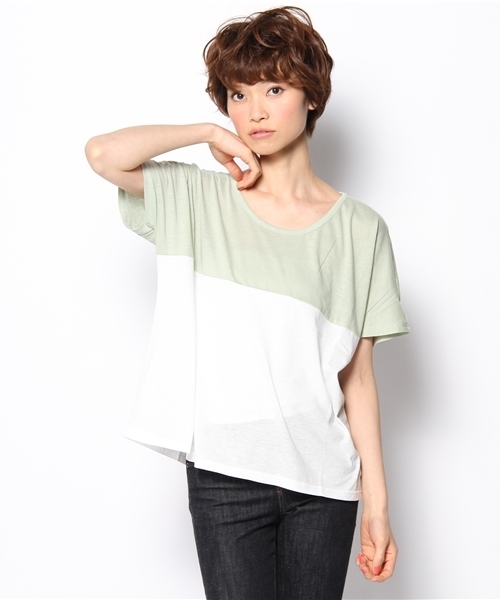mystic(ミスティック)の「配色T(Tシャツ/カットソー・レディース・ミント/ブラック/ベージュ/ラベンダー・フリ-)」の3枚目の写真