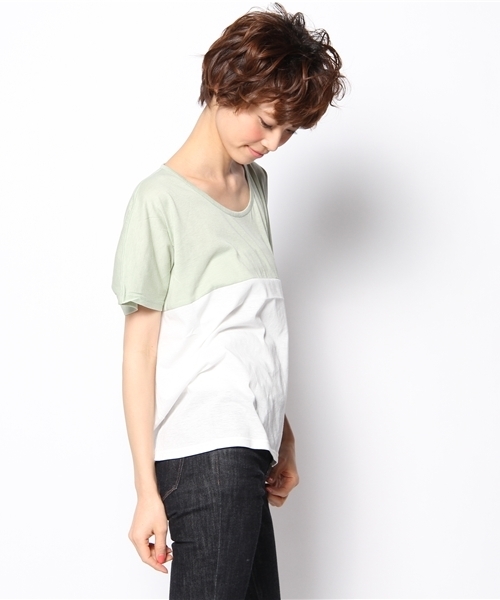 mystic(ミスティック)の「配色T(Tシャツ/カットソー・レディース・ミント/ブラック/ベージュ/ラベンダー・フリ-)」の5枚目の写真