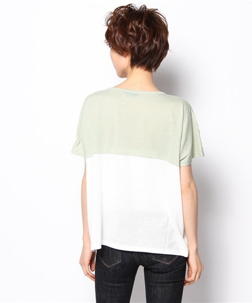 mystic(ミスティック)の「配色T(Tシャツ/カットソー・レディース・ミント/ブラック/ベージュ/ラベンダー・フリ-)」の6枚目の写真