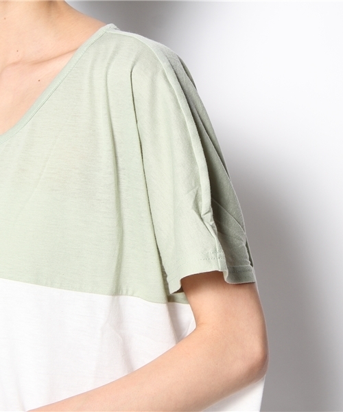 mystic(ミスティック)の「配色T(Tシャツ/カットソー・レディース・ミント/ブラック/ベージュ/ラベンダー・フリ-)」の7枚目の写真