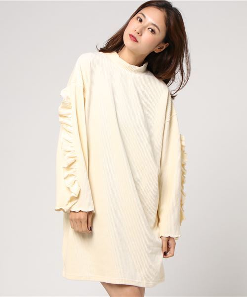 WEGO（ウィゴー）の「WEGO/カットコールフリルスリーブワンピース（ワンピース・レディース・ライトピンク/ブラック/オフホワイト・FREE）」の5枚目の写真