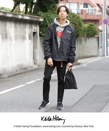 COACH 黒 レザージャケット keith haring キースヘリング THRASHER スラッシャー コーチジャケット KEITH HARING COACH