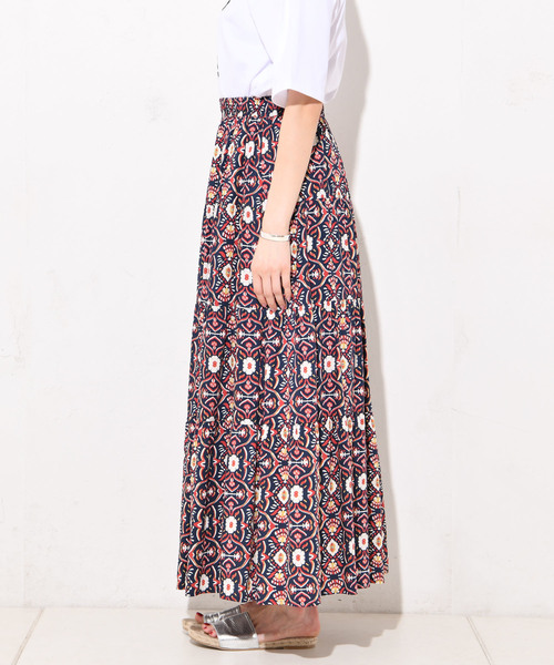 RIVE DROITE（リヴドロワ）の「オーナメントプリントマキシスカート-（スカート・レディース・オフホワイト/ネイビー・FREE）」の8枚目の写真