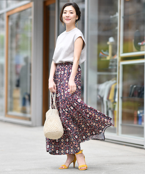 RIVE DROITE（リヴドロワ）の「オーナメントプリントマキシスカート-（スカート・レディース・オフホワイト/ネイビー・FREE）」の11枚目の写真