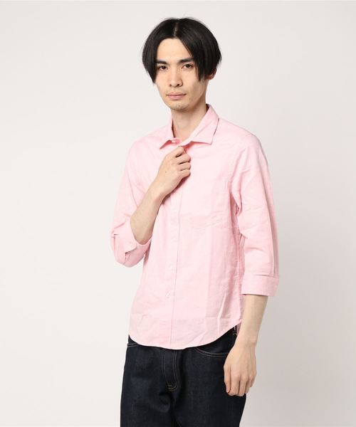 Request(リクエスト)の「【REQUEST】 綿麻 7分袖シャツ プレーン(シャツ/ブラウス・メンズ・ネイビー/ブラック/ライトピンク/オフホワイト/ブルー・3/4/2)」の5枚目の写真