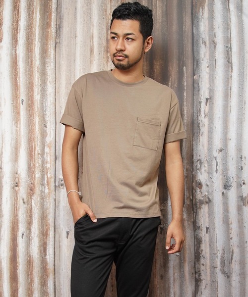 おしゃれスタ(オシャレスタ)の「ルーズシルエット半袖Tシャツ(IR)(Tシャツ/カットソー・メンズ・ベージュ/グレー/オリーブ/ピンク/ホワイト/ブラック・L/M)」の4枚目の写真