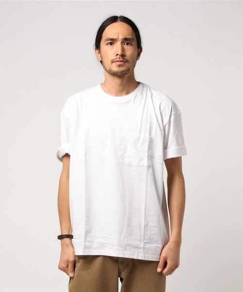 おしゃれスタ(オシャレスタ)の「ルーズシルエット半袖Tシャツ(IR)(Tシャツ/カットソー・メンズ・ベージュ/グレー/オリーブ/ピンク/ホワイト/ブラック・L/M)」の9枚目の写真