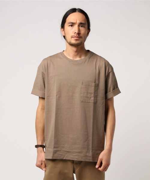 おしゃれスタ(オシャレスタ)の「ルーズシルエット半袖Tシャツ(IR)(Tシャツ/カットソー・メンズ・ベージュ/グレー/オリーブ/ピンク/ホワイト/ブラック・L/M)」の12枚目の写真