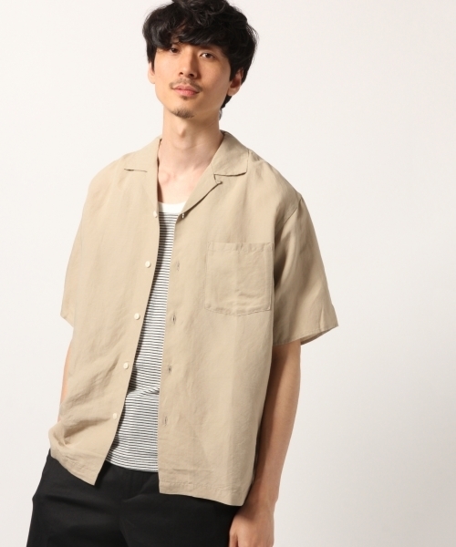 GLOBAL WORK(グローバルワーク)の「リネンオープンカラーシャツ半袖/789422(シャツ/ブラウス・メンズ・ミント/ホワイト系その他2/ベージュ/ダークブルー/レッド・SMALL/X-LARGE/MEDIUM/LARGE)」の3枚目の写真