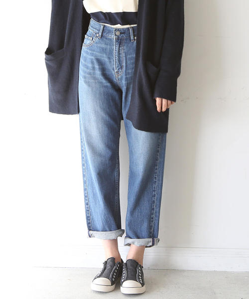 coen（コーエン）の「USA CTN ハイライズ5ポケットデニムパンツ（デニムパンツ・レディース・ネイビー/ブラック/ブルー・LARGE/SMALL/MEDIUM）」の3枚目の写真