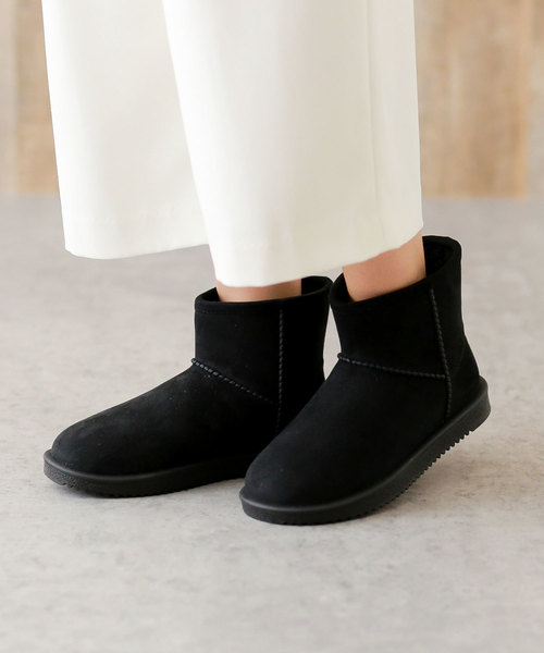 menue（メヌエ）の「完全防水 ムートンブーツ風 レインブーツ（ブーツ・レディース・ブラック/ダークブラウン/キャメル/グレイッシュベージュ・LL/3L/4L/S/M/L）」の8枚目の写真