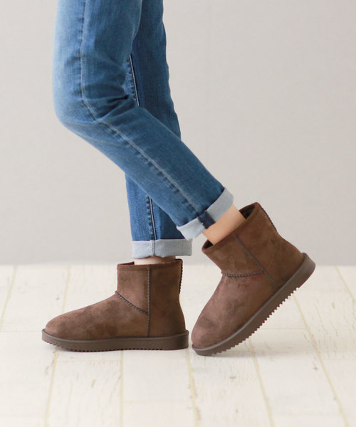 menue（メヌエ）の「完全防水 ムートンブーツ風 レインブーツ（ブーツ・レディース・ブラック/ダークブラウン/キャメル/グレイッシュベージュ・LL/3L/4L/S/M/L）」の12枚目の写真